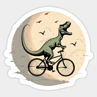 Dinosaur Bicycle Full Moon T-Rex Sticker